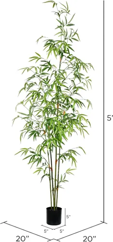 Vista 2 de Vickerman Mini árbol de bambú artificial en maceta de 5 pies.