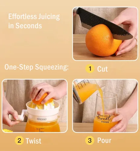 Vista 3 de Exprimidor manual de cítricos con manivela giratoria, prensa manual de gran capacidad de 16.9 fl oz para toronja limón, naranja, lima, extracción