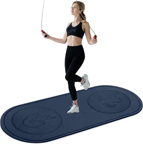 Vista 10 de Tapete para Saltar la Cuerda 71"/63"x24" Más Grande Antideslizante Interior Exterior Tapete de Ejercicio Fitness, Alta Densidad Entrenamiento