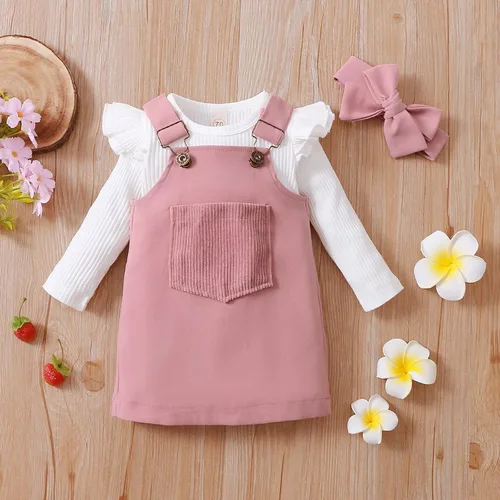 Vista 2 de PATPAT Baby Girl Christmas Outfits Skirts Set Xmas Clothes My 1st Christmas Romper TopSuspender SkirtHeadband 0-18 Months
