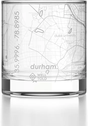 Vista 139 de Well Told Vaso de rocas grabado con mapa de Akron, Ohio, cristalería estilo antiguo (325ml, transparente) Vaso de bourbon grabado, regalos