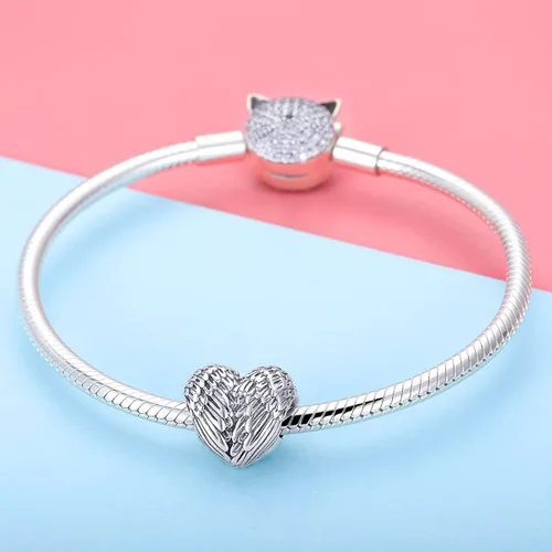 Vista 2 de BISAER Pulsera contra el mal de ojo de plata de ley 925, abalorios de cristal azul, dije de mano Hamsa para pulsera Pandora