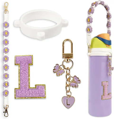 Vista 21 de Lindo juego de dijes de letras compatible con botella de agua Owala de 24 oz, 32 oz, 40 oz, Owala Kids, vaso térmico de café Owala, Owala FreeSip