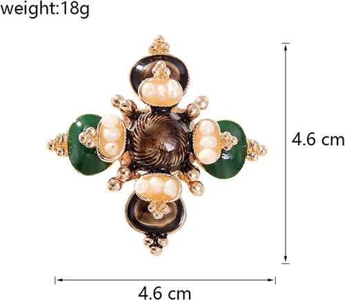 Vista 4 de Broche de cruz de perlas barrocas vintage para mujer, Acero aleado, Sin gemas.