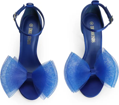 Vista 3 de DREAM PAIRS Women's High Heels for Women Adjustable Mesh Bows Stiletto Open Toe Ankle Strap Heeled Sandals Wedding Bridal Party Prom Sexy Dress
