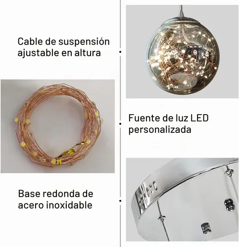 Vista 5 de Lámparas colgantes modernas para isla de cocina, lámpara colgante esférica, pequeño candelabro colgante de cristal para dormitorio, entrada, sala