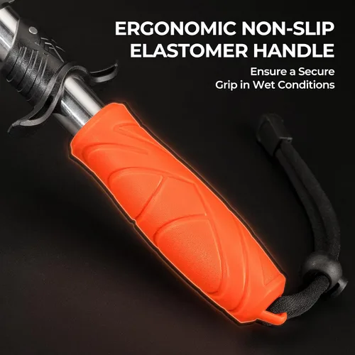 Vista 3 de KastKing Paradox 9" Lip Grip, herramienta de aterrizaje de peces de acero inoxidable resistente a la corrosión con mango de elastómero