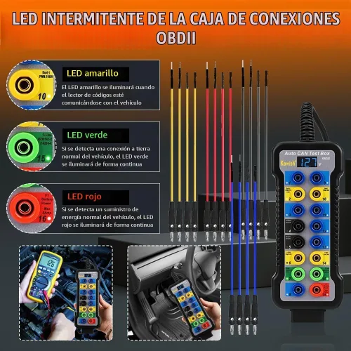 Vista 4 de Caja de ruptura OBD2 con indicador de luz LED, caja de ruptura OBDII profesional de 16 pines, herramienta de prueba de diagnóstico eléctrico