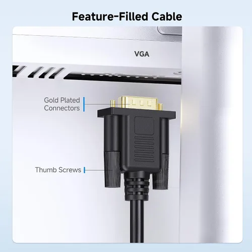 Vista 6 de Cable Matters Cable de extensión VGA (cable VGA macho a hembra) - 6 pies, no cable macho doble, no para uso DB9/serie