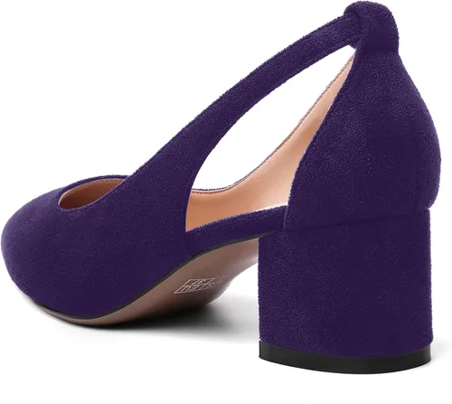 Vista 7 de MOVINSTEPS Vestido de bloque para mujer, sin cordones, de gamuza gruesa, puntiaguda, recortado, para oficina, tacón bajo, grueso, zapatos de tacón