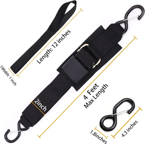 Vista 5 de Correas de amarre para remolque de barco, correas de amarre con ganchos de cierre y accesorios de bucle suave, correas de seguridad ajustables