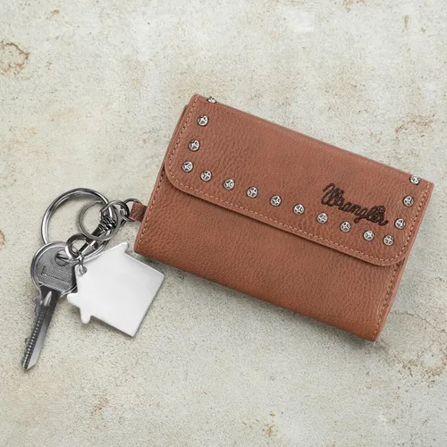 Vista 6 de Wrangler Cartera para mujer, delgada, triple, para tarjetas de crédito y organizadores de dinero, A-Marrón