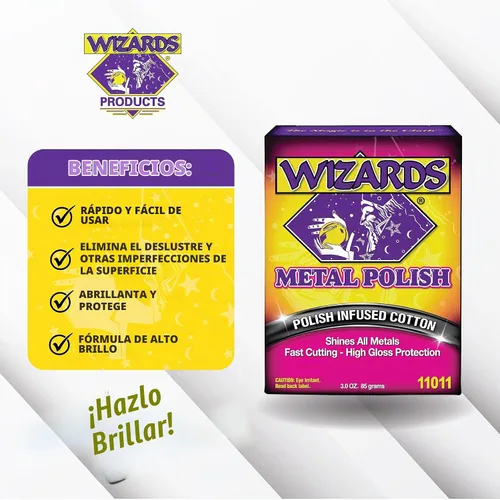 Vista 2 de Wizards Pulidor de Metal_Plata, Latón, Acero Inoxidable y Aluminio Cuidado del Coche 3oz-wt_11011