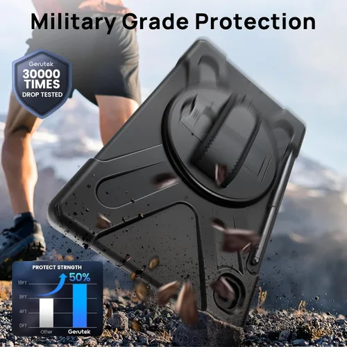 Vista 5 de Gerutek Funda para Samsung Galaxy Tab S6 Lite de 10.4 pulgadas 2024/2022/2020, funda protectora de cuerpo completo con protector de pantalla