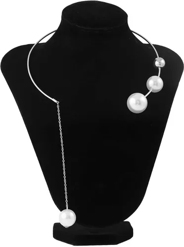 Vista 4 de Collar de perlas para mujer, gargantilla abierta de perlas, collar con colgante de perlas para niñas, collar de perlas para joyería de boda, regalo