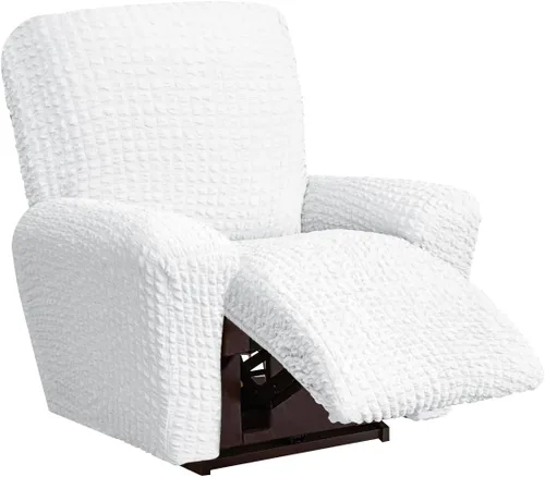 Vista 30 de vctops 4 fundas para sillas reclinables con textura de sirsaca a cuadros, suaves y elásticas, protector de muebles antideslizante con parte inferior