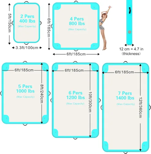 Vista 4 de Inflatable Floating Dock Platform Floating Island Raft Water Mat Swim Raft with None-Slip Surface for Pool Beach Ocean