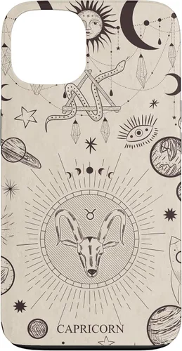 Vista 7 de Estuche estético para iPhone 12/12 Pro astrológico celestial con signo del zodiaco Capricornio