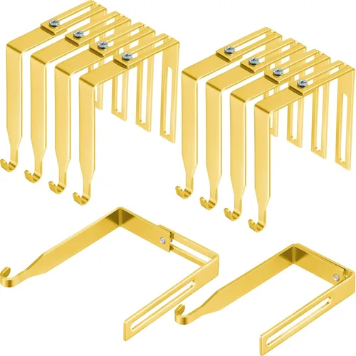 Vista 19 de Amylove 4 ganchos ajustables para cubículos, ganchos universales de metal para cubículos, para colgar puertas, ajustables para adaptarse a paneles