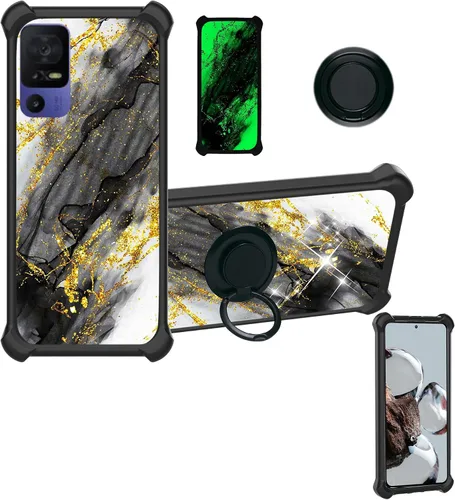 Vista 25 de Aroepurt Cricket Ovation 2 - Funda compatible con AT&T Maestro Max (2021) [PC duro + silicona suave] [purpurina dorada + luminosa] JSH-HDL