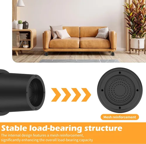 Vista 4 de Paquete de 4 elevadores de muebles de 4 pulgadas, elevadores de muebles resistentes para mesa, escritorio, sofá, gabinete, elevadores de cama