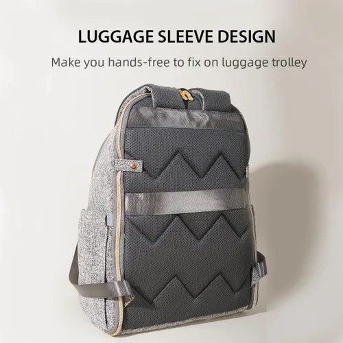 Vista 7 de SUNVENO Mochila para pañales, bolsas de pañales grandes para bebés con cambiador portátil para mamás y papás, Gris, Mochilas de viaje
