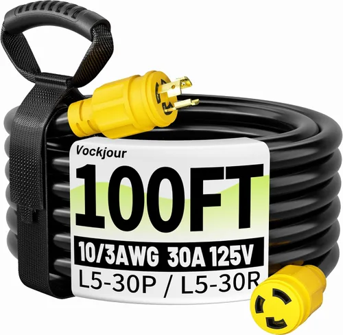 Vista 8 de Vockjour Cable de extensión de generador de 30 amperios L5-30P/L5-30R de 50 Amarillo