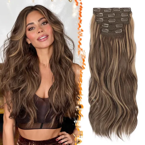 Vista 19 de BARSDAR Extensiones de cabello sintético de 20 pulgadas con clip negro