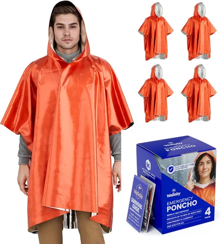 Vista 8 de Wallaby Ponchos de lluvia Mylar de alta resistencia (paquete de 4, negro)