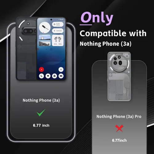 Vista 2 de Funda para Nothing Phone (3a), parte trasera de policarbonato duro mate translúcido y funda protectora de TPU suave con protección a prueba