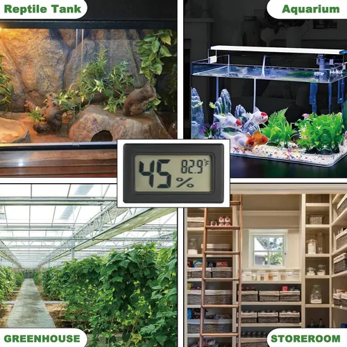 Vista 6 de Termómetro y medidor de humedad para reptiles Termómetro digital de terrario rectangular Accesorios para jaula de dragón barbudo Medidor