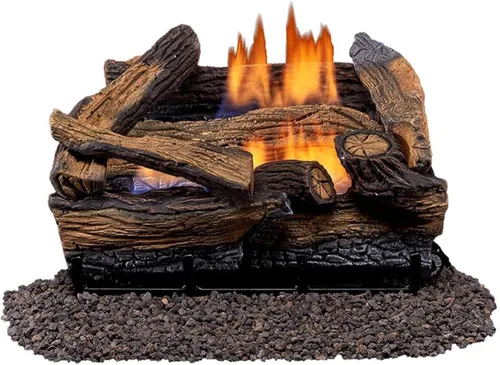 Vista 11 de Duluth Forge Juego de troncos de gas de combustible dual sin ventilación, 30 pulgadas, roble dividido, 33,000 BTU, control remoto, modelo # DLS-30R-1