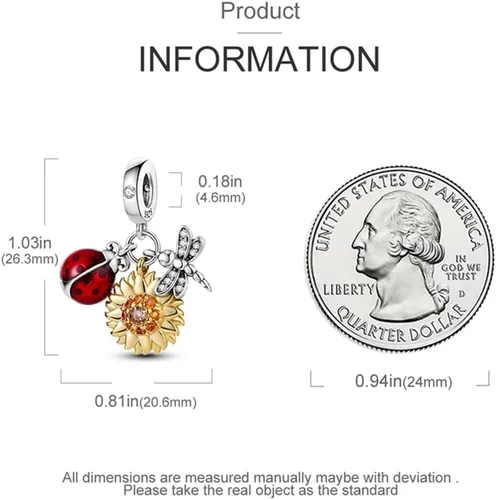 Vista 4 de Pandach Dijes de plata de ley 925 para pulseras y collares, colgantes de mariposa y auriculares, dijes de trébol, regalo de joyería para mujeres