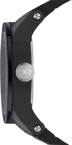 Vista 3 de Diesel Double Down Silicone Three-Hand Analog Men's Watch, Big Face Watch for Men Silicona negra