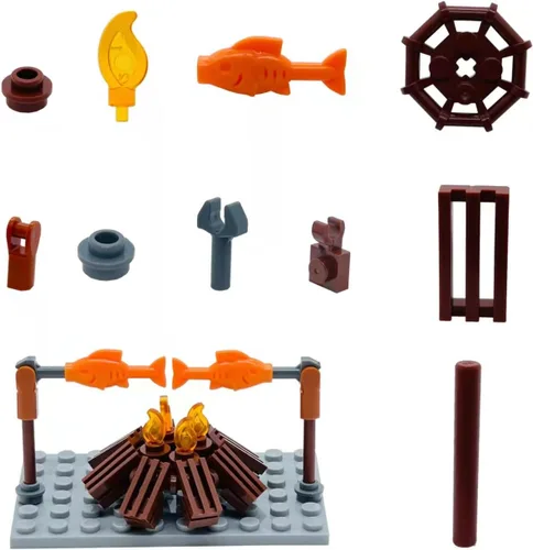 Vista 5 de Kit de bloques de construcción para camping, tienda de campaña hoguera, luces de campamento, naturaleza, glamping, actividades al aire libre