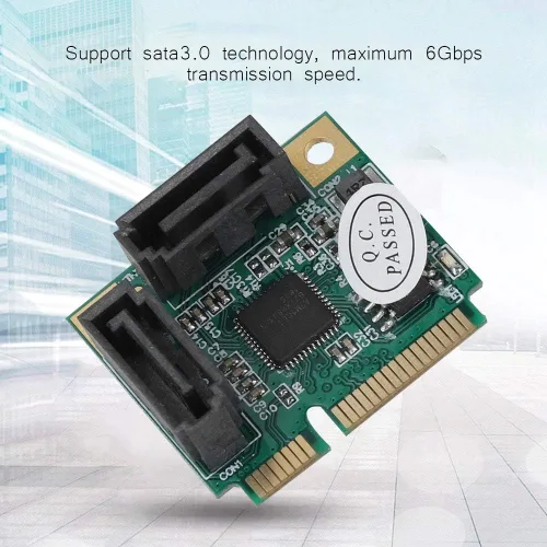 Vista 3 de Tarjeta controladora PCI Express a 3.0, adaptador Mini PCIe de 6 Gbps de alta velocidad con chip ASM1061 para expansión interna de disco duro