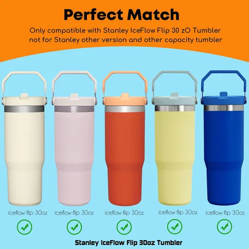 Vista 9 de ALINK Pajitas de repuesto para vaso Stanley IceFlow de 30 onzas, paquete de 6 popotes reutilizables de plástico negro compatibles con vaso IceFlow