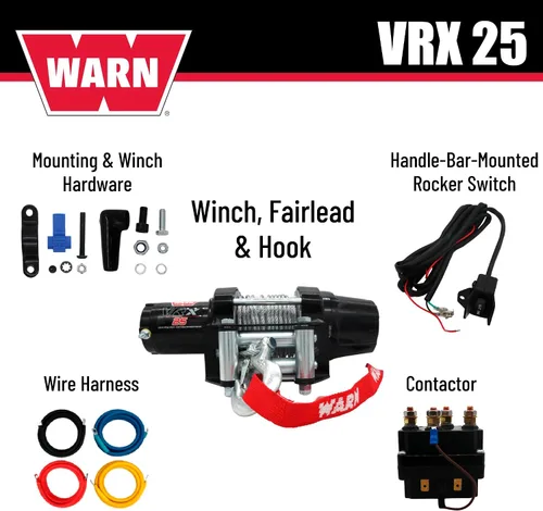 Vista 2 de WARN 101025 VRX 25 Powersports cabrestante con cable de acero