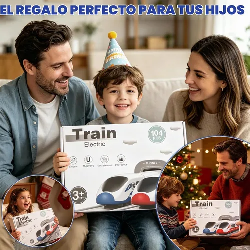 Vista 8 de Wdmiya Juegos de trenes para niños de 4 a 7 años, 104 piezas, trenes a Azul Ciudad 104 Pcs