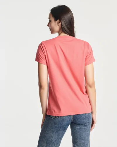 Vista 4 de Real Essentials Top con cuello en V SS de algodón para mujer (disponible en tallas grandes)