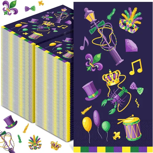 Vista 9 de Yeaqee 100 servilletas Eid Mubarak Ramadán desechables de papel mexicano para fiesta de Cinco de Mayo, suministros para fiesta, taco, fiesta