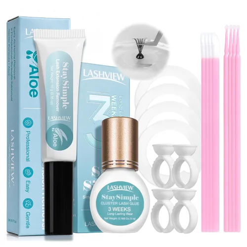 Vista 12 de LASHVIEW - Pegamento para extensiones de pestañas, 0.3 seg de secado rápido, permanencia de 6-8 semanas, adhesivo negro profesional, pegamento