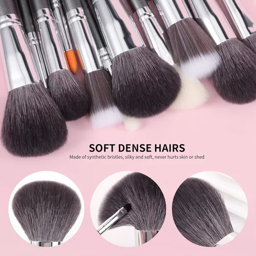 Vista 4 de docolor Professional 29Pcs Makeup Brush Set, Premium Goat Hair & Synthetic Fiber Blending Brushes for Foundation Powder Blush Concealer Eyeshadow