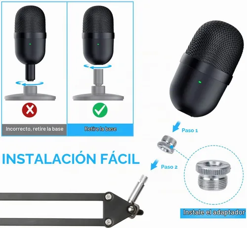 Vista 2 de Razer Seiren Mini Brazo Boom con Filtro Pop - Soporte de Micrófono con Parabrisas de Espuma Compatible con Micrófono de Transmisión Razer Seiren 01