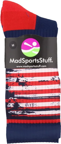 Vista 2 de MadSportsStuff Distressed USA Flag Patriotic Athletic Crew Socks