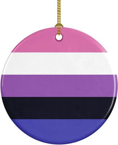 Vista 22 de Caroline's Treasures Trigender Pride - Adorno de cerámica para colgar en el árbol de Navidad, para el hogar, Navidad, fiestas, regalo, 3 pulgadas