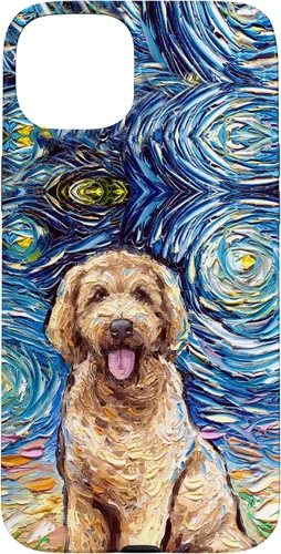 Vista 9 de Cute Goldendoodle Starry Night Doodle Dog Art by Aja Case for iPhone 17
