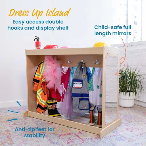 Vista 3 de ECR4Kids Streamline - Isla de vestir, organizador de disfraces, natural
