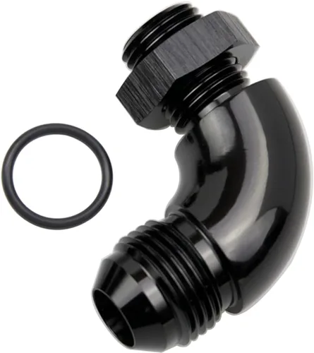 Vista 19 de 45 grados 4AN macho Flare a 4AN ORB puerto adaptador de flujo completo aluminio negro