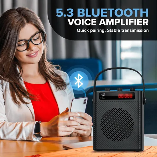 Vista 8 de Amplificador de voz Micrófono inalámbrico/micrófono de mano con 4 efectos de sonido S95 Rechargeable Portable Microphone and Speaker Set Wireless